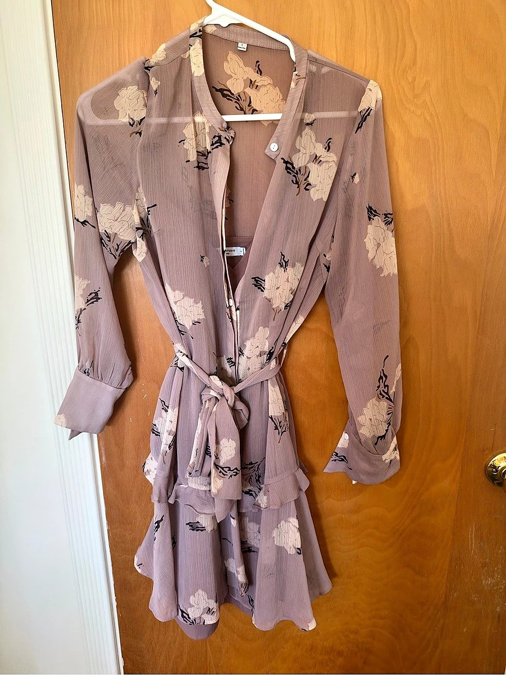 Petite Studio Floral Wrap Mini Dress in Purple
